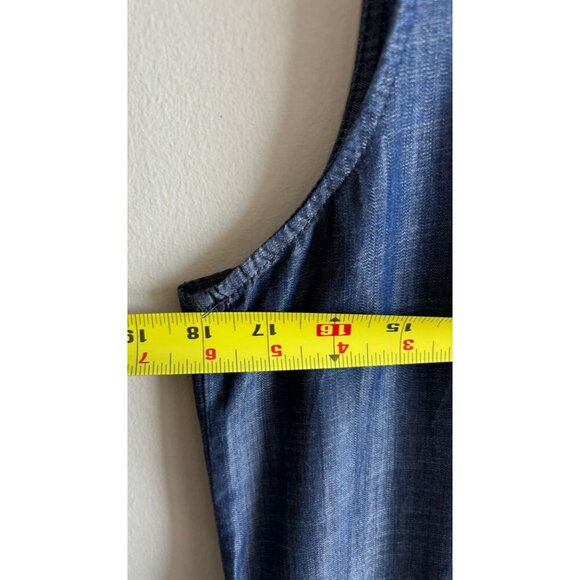 Vertigo Womens Sleeveless Drawstring Straight Leg Denim Jumpsuit Blue Sz M - Picture 5 of 12